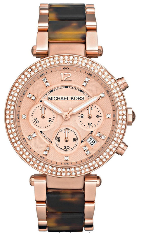 Buy Shop Michael Kors Parker Rose Gold Dial Two Tone Steel Strap Watch for Women - MK5538 USA Online
