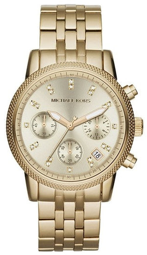 Buy Shop Michael Kors Ritz Chronograph Gold Dial Gold Steel Strap Watch for Women - MK5676 USA Online