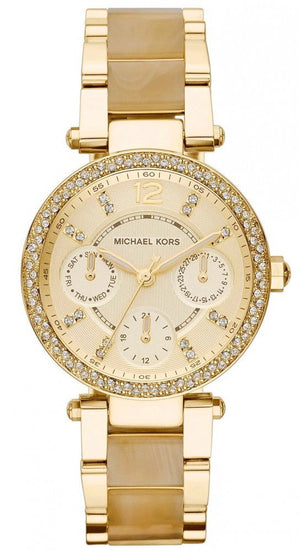 Buy Shop Michael Kors Parker Gold DIal Gold Steel Strap Watch for Women - MK5842 USA Online