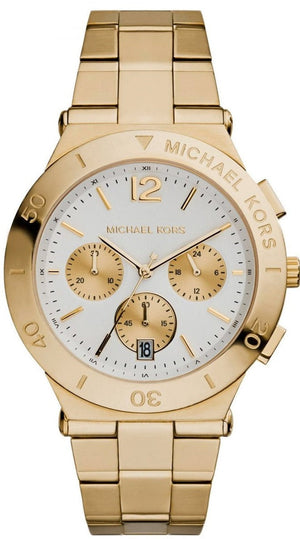 Buy Shop Michael Kors Wyatt Chronograph White Dial Gold Steel Strap Watch For Women - MK5933 USA Online