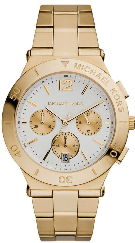 Buy Shop Michael Kors Wyatt Chronograph White Dial Gold Steel Strap Watch For Women - MK5933 USA Online