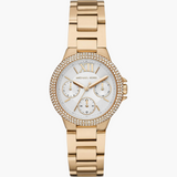 Michael Kors Mini Camille Chronograph White Dial Rose Gold Steel Strap Watch For Women - MK6844