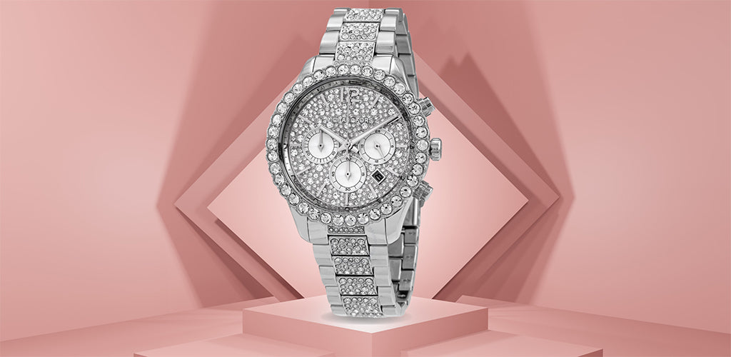 Buy Shop Michael Kors Layton Chronograph Silver Dial Silver Steel Strap Watch For Women - MK6976 USA Online