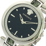 Buy Shop Versace Crystal Gleam Guilloche Black Dial Silver Steel Strap Watch for Women - VAN030016 USA Online