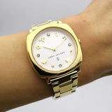 Marc Jacobs Mandy White Dial Gold Steel Strap Watch for Women - MJ3573