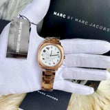 Marc Jacobs Mandy White Dial Rose Gold Steel Strap Watch for Women - MJ3574