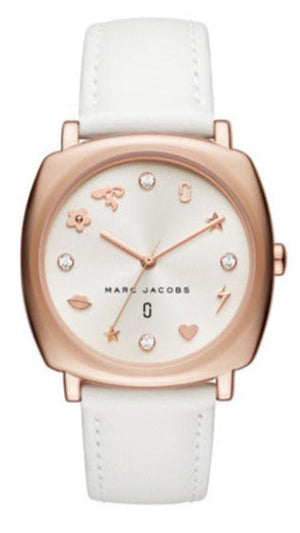 Buy Shop Marc Jacobs Mandy White Dial White Leather Strap Watch for Women - MJ8678 USA Online