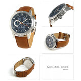 Buy Shop Michael Kors Ryker Chronograph Analog Blue Dial Brown Leather Strap Watch For Men - MK8518 USA Online