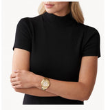 Buy Shop Michael Kors Runway Three-Hand Gold Dial Gold Steel Strap Watch For Women - MK6911 USA Online