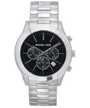 Buy Shop Michael Kors Slim Runway Chronograph Black Dial Silver Steel Strap Watch For Men - MK1056 USA Online
