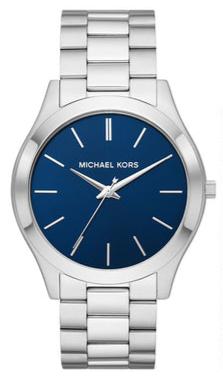 Buy Shop Michael Kors Slim Runway Analog Blue Dial Silver Steel Strap Watch for Men - MK1060 USA Online