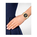 Buy Shop Michael Kors Runway Quartz Black Dial Gold Steel Strap Watch For Women - MK6682 USA Online