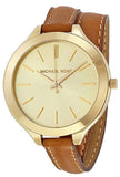 Buy Shop Michael Kors Runway Gold Dial Brown Leather Strap Watch For Women - MK2256 USA Online