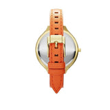 Buy Shop Michael Kors Runway Quartz Gold Dial Orange Leather Strap Watch For Women - MK2275 USA Online