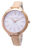 Buy Shop Michael Kors Runway Slim Quartz White Dial Beige Leather Strap Watch For Women - MK2284 USA Online