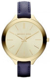 Buy Shop Michael Kors Runway Quartz Gold Dial Blue Leather Strap Watch For Women - MK2285 USA Online
