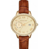Buy Shop Michael Kors Whitley Quartz Gold Dial Brown Leather Strap Watch For Women - MK2428 USA Online
