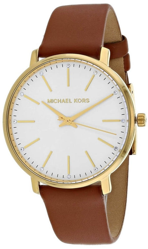Buy Shop Michael Kors Pyper Quartz Silver Dial Brown Leather Watch For Women - MK2740 USA Online