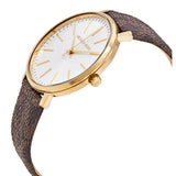 Buy Shop Michael Kors Pyper Quartz Silver Dial Brown Leather Strap Watch For Women - MK2857 USA Online