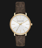 Buy Shop Michael Kors Pyper Quartz Silver Dial Brown Leather Strap Watch For Women - MK2857 USA Online
