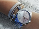 Buy Shop Michael Kors Slim Runway Silver Dial Silver Stainless Steel Strap Watch for Women - MK3178 USA Online