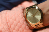 Buy Shop Michael Kors Slim Runway Gold Dial Gold Stainless Steel Strap Watch for Women - MK3179 USA Online