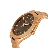 Buy Shop Michael Kors Slim Runway Brown Dial Rose Gold Stainless Steel Strap Watch for Women - MK3181 USA Online