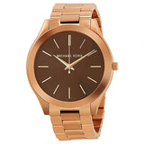 Buy Shop Michael Kors Slim Runway Brown Dial Rose Gold Stainless Steel Strap Watch for Women - MK3181 USA Online
