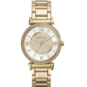 Buy Shop Michael Kors Catlin Mother of Pearl Dial Gold Steel Strap Watch for Women - MK3332 USA Online