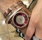 Buy Shop Michael Kors Caitlin Red Dial Rose Gold Stainless Steel Strap Watch for Women - MK3377 USA Online