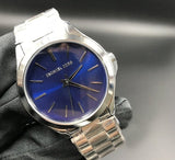 Buy Shop Michael Kors Slim Runway Quartz Blue Dial Silver Steel Strap Watch For Women - MK3379 USA Online