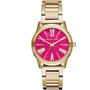 Buy Shop Michael Kors Hartman Quartz Pink Dial Gold Steel Strap Watch For Women - MK3520 USA Online