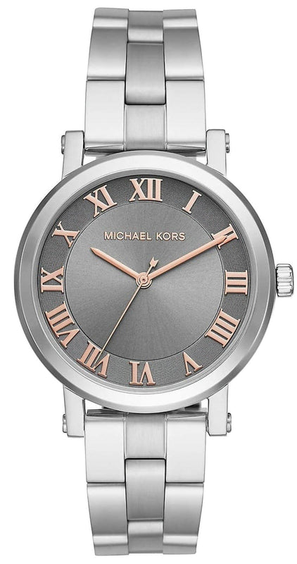 Buy Shop Michael Kors Norie Grey Dial Silver Stainless Steel Strap Watch for Women - MK3559 USA Online