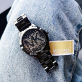 Buy Shop Michael Kors Slim Runway Black Dial Black Steel Strap Watch for Women - MK3589 USA Online