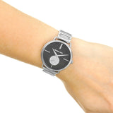 Buy Shop Michael Kors Portia Black Dial Silver Steel Strap Watch for Women - MK3638 USA Online