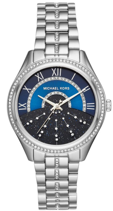 Buy Shop Michael Kors Lauryn Blue Dial Silver Steel Strap Watch for Women - MK3720 USA Online