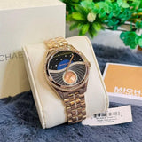 Buy Shop Michael Kors Lauryn Blue Dial Rose Gold Steel Strap Watch for Women - MK3723 USA Online