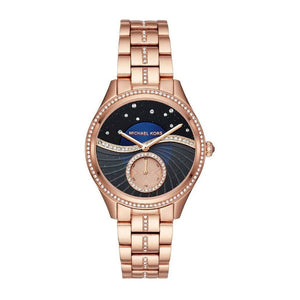 Buy Shop Michael Kors Lauryn Blue Dial Rose Gold Steel Strap Watch for Women - MK3723 USA Online