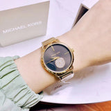 Buy Shop Michael Kors Portia Black Dial Gold Steel Strap Watch for Women - MK3788 USA Online