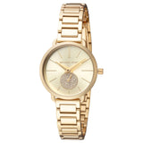 Buy Shop Michael Kors Portia Quartz Gold Dial Gold Steel Strap Watch For Women - MK3838 USA Online