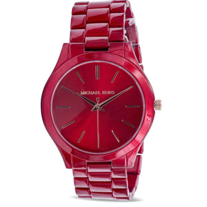 Buy Shop Michael Kors Slim Runway Red Dial Red Steel Strap Watch For Women - MK3895 USA Online