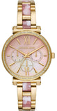 Buy Shop Michael Kors Sofie Crystals Mother of Pearl Pink Dial Two Tone Steel Strap Watch For Women - MK4344 USA Online