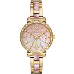 Buy Shop Michael Kors Sofie Crystals Mother of Pearl Pink Dial Two Tone Steel Strap Watch For Women - MK4344 USA Online