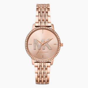 Buy Shop Michael Kors Melissa Pave Quartz Rose Gold Dial Rose Gold Steel Strap Watch for Women - MK4372 USA Online