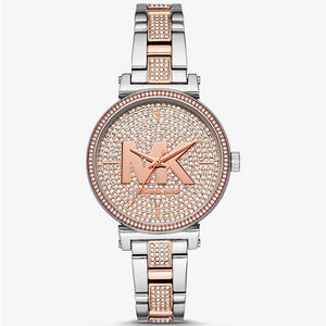 Buy Shop Michael Kors Sofie Crystals Glitz Rose Gold Dial Two Tone Steel Strap Watch For Women - MK4446 USA Online