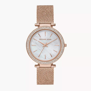 Buy Shop Michael Kors Darci Quartz Mother of Pearl White Dial Rose Gold Mesh Bracelet Watch For Women - MK4519 USA Online