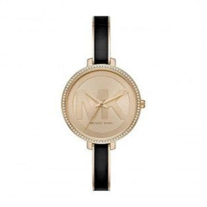 Buy Shop Michael Kors Jaryn Quartz Gold Dial Black Steel Strap Watch For Women - MK4544 USA Online