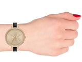 Buy Shop Michael Kors Jaryn Quartz Gold Dial Black Steel Strap Watch For Women - MK4544 USA Online
