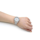 Buy Shop Michael Kors Liliane Three Hand Mother of Pearl White Dial Silver Steel Strap Watch For Women - MK4556 USA Online