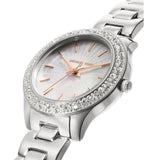 Buy Shop Michael Kors Liliane Three Hand Mother of Pearl White Dial Silver Steel Strap Watch For Women - MK4556 USA Online